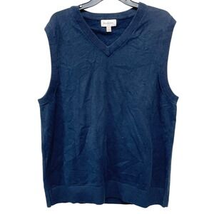 Goodfellow & Co Men's Navy Blue V-Neck Knit Sweater Vest Size Large